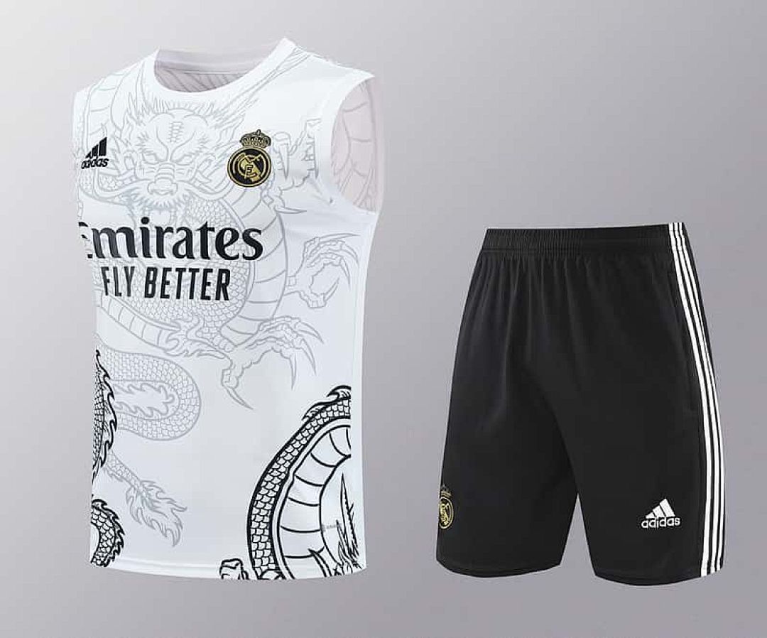 24-25 Real Madrid Dragon White Training Vest Kits(Top+Shorts)