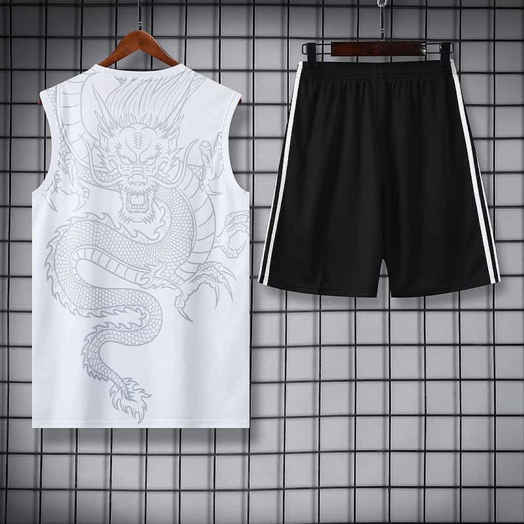 24-25 Real Madrid Dragon White Training Vest Kits(Top+Shorts) 2