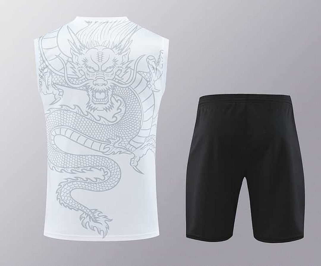 24-25 Real Madrid Dragon White Training Vest Kits(Top+Shorts) 3