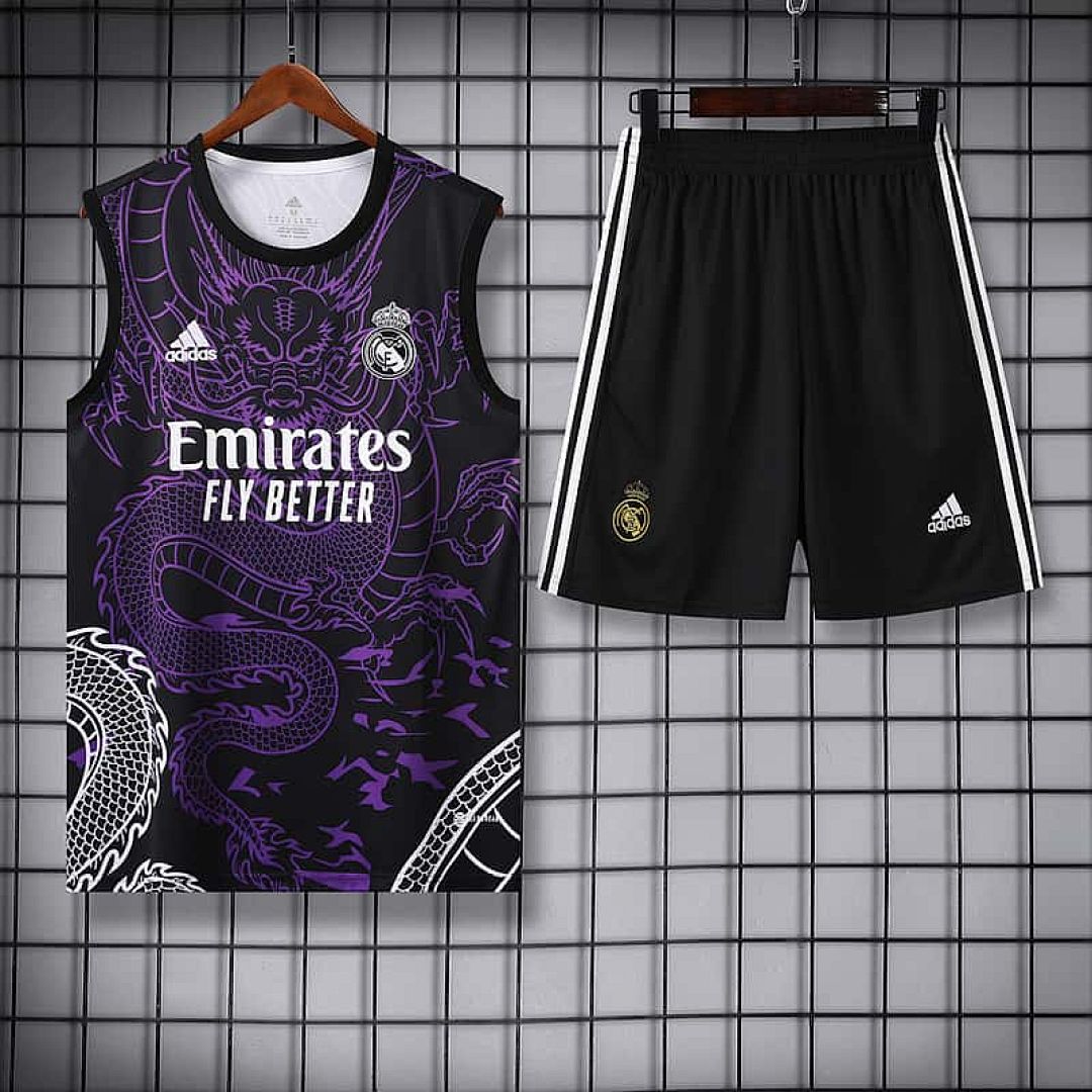 24-25 Real Madrid Purple Dragon Training Vest Kits(Top+Shorts) 4