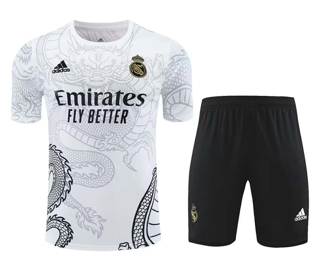 24-25 Real Madrid White Dragon Training Kits(Top+Shorts)