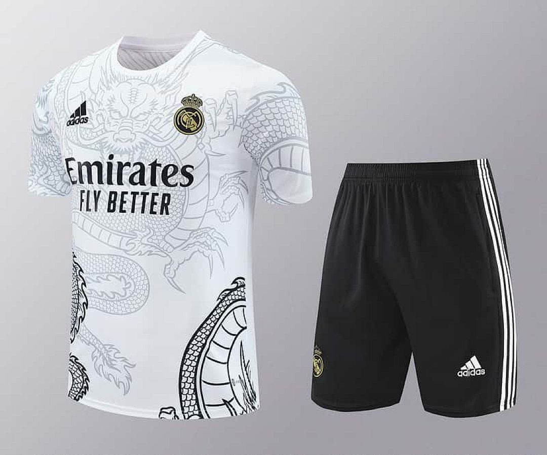 24-25 Real Madrid White Dragon Training Kits(Top+Shorts) 2