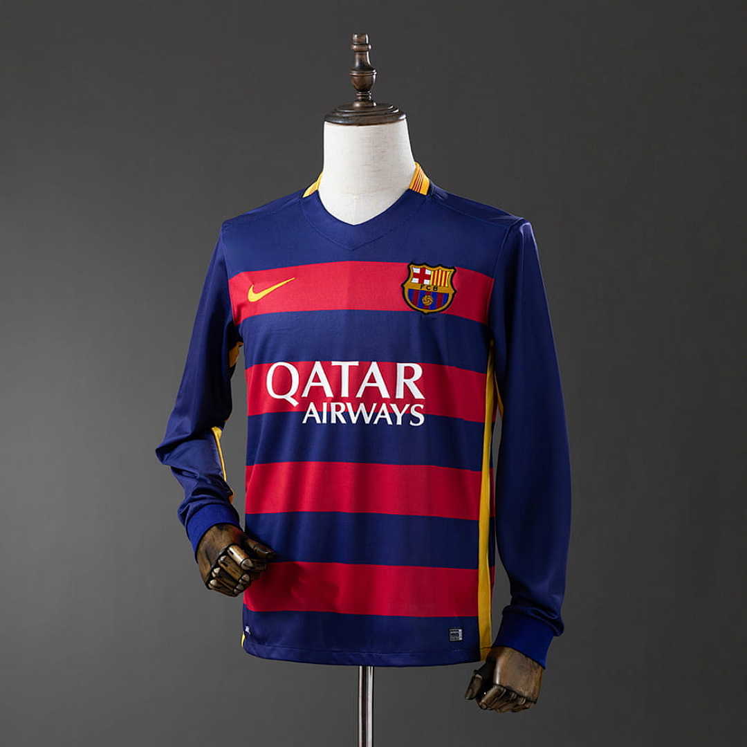 Barcelona 2015_16 Home Long Sleeve Retro Jersey S-XXL
