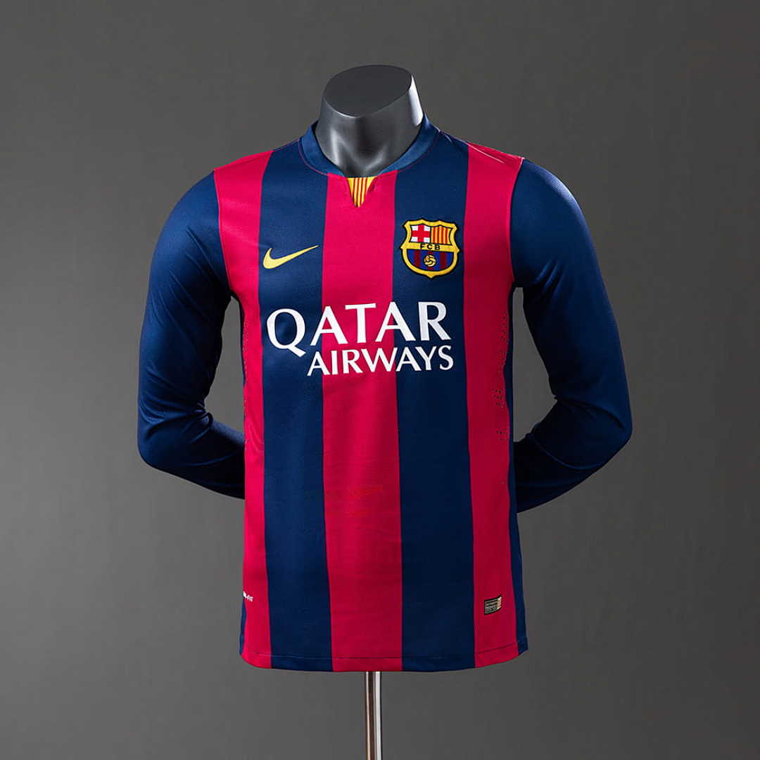 Barcelona 14_15 Home Long Sleeve Player Version Retro Jersey S-3XL