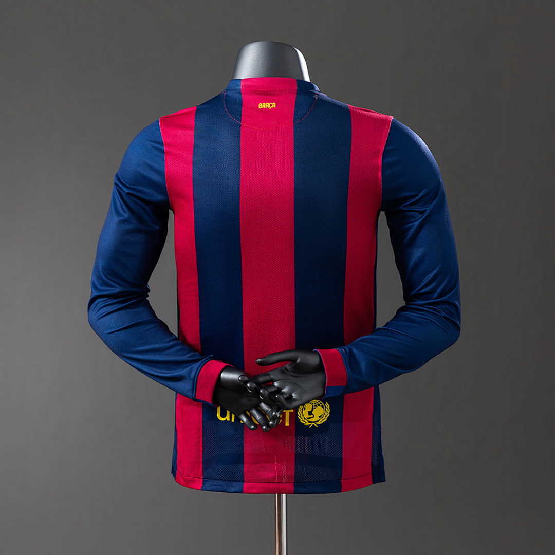 Barcelona 14_15 Home Long Sleeve Player Version Retro Jersey S-3XL 8