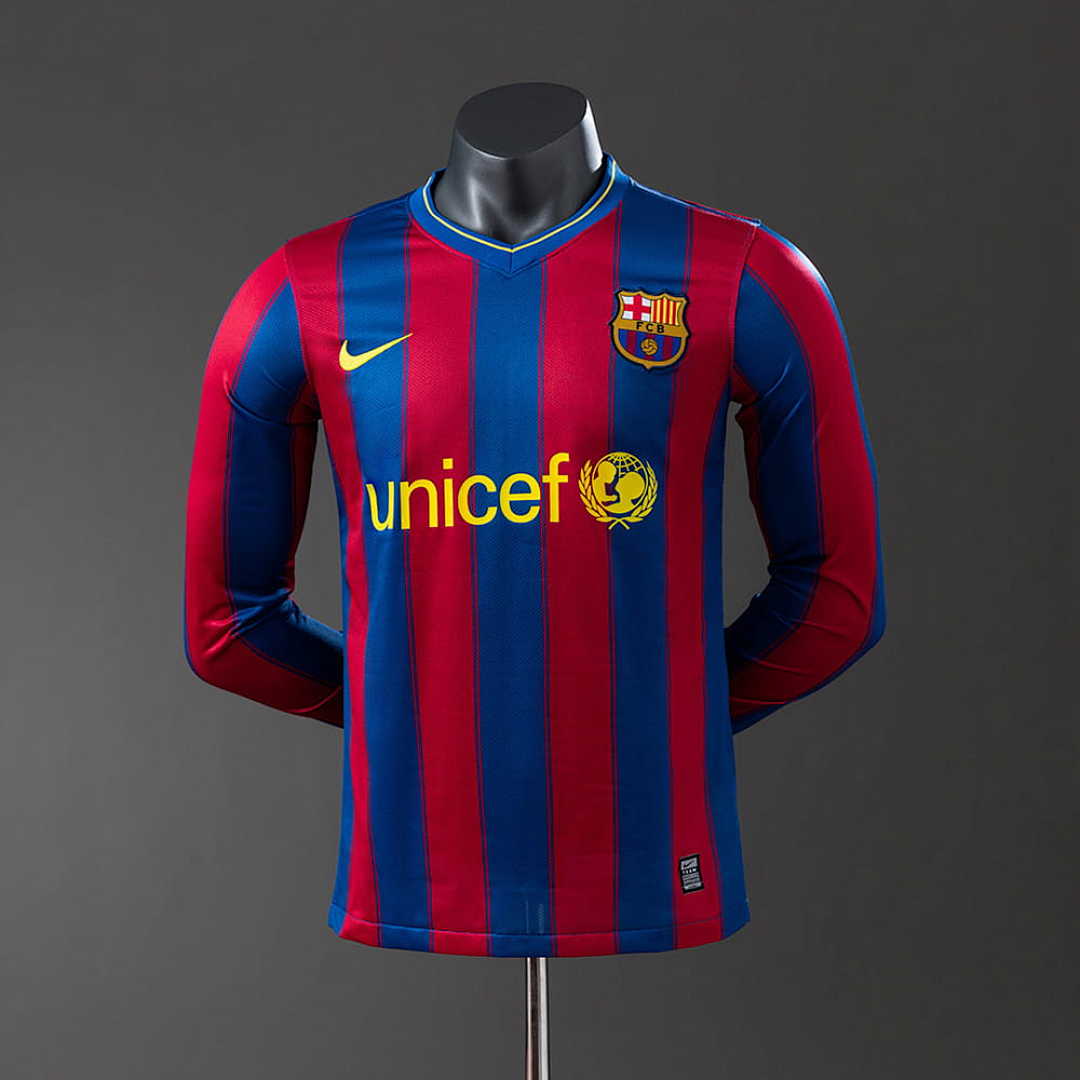 Barcelona 09_10 Home Long Sleeve Player Version Retro Jersey S-3XL