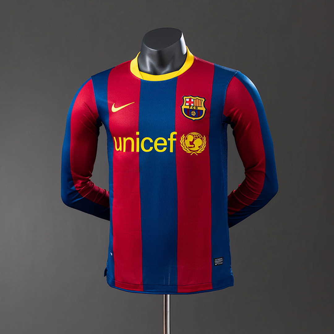 Barcelona 10_11 Home Long Sleeve Player Version Retro Jersey S-3XL
