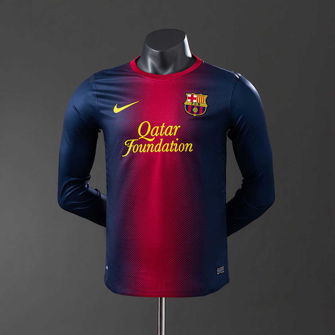 Barcelona 12_13 Home Long Sleeve Player Version Retro Jersey S-3XL