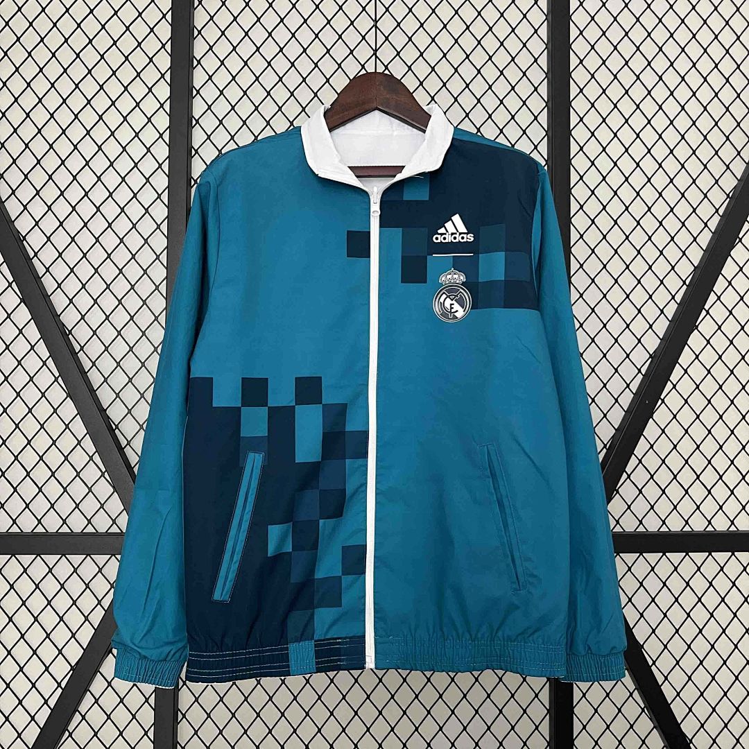 23-24 Real Madrid Trench Coat Reversible White&amp;Blue Double-Sides Jacket 12