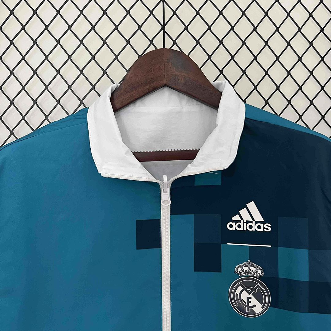 23-24 Real Madrid Trench Coat Reversible White&amp;Blue Double-Sides Jacket 3