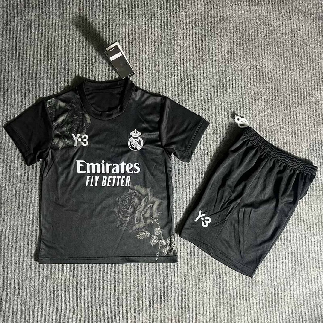 24-25 Real Madrid Y3 Kid Kits Black Youth Apparels