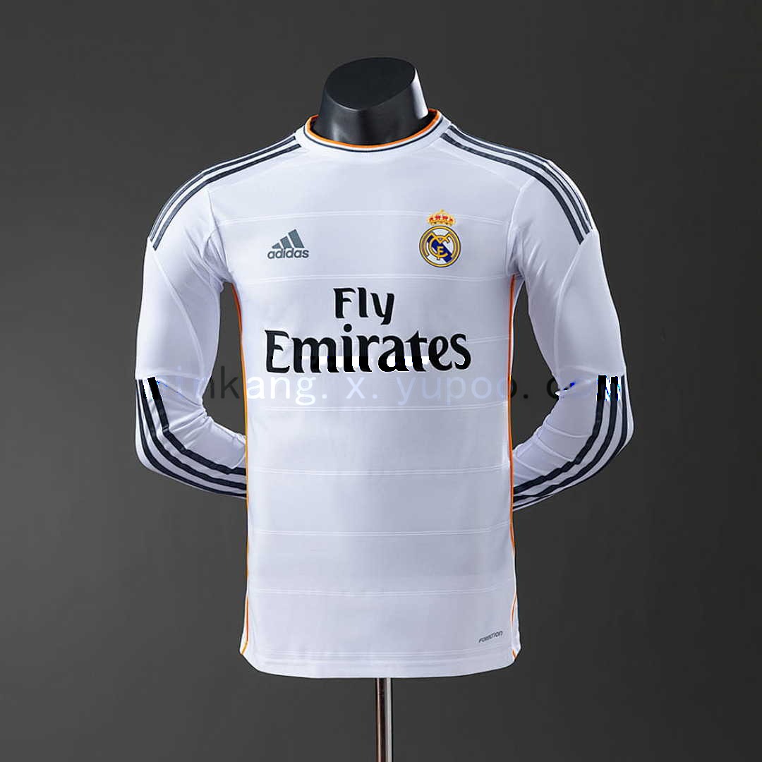 Real Madrid 13_14 Home Long Sleeve Player Version Retro Jersey S-3XL