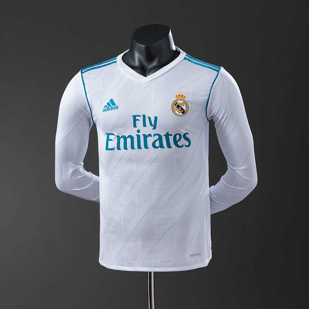 Real Madrid 17_18 Home Long Sleeve Player Version Retro Jersey S-3XL