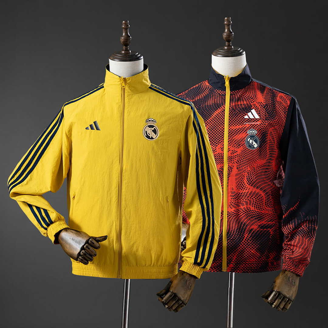 Real Madrid Reversible Jacket Windbreaker - Yellow & Red S-XXL