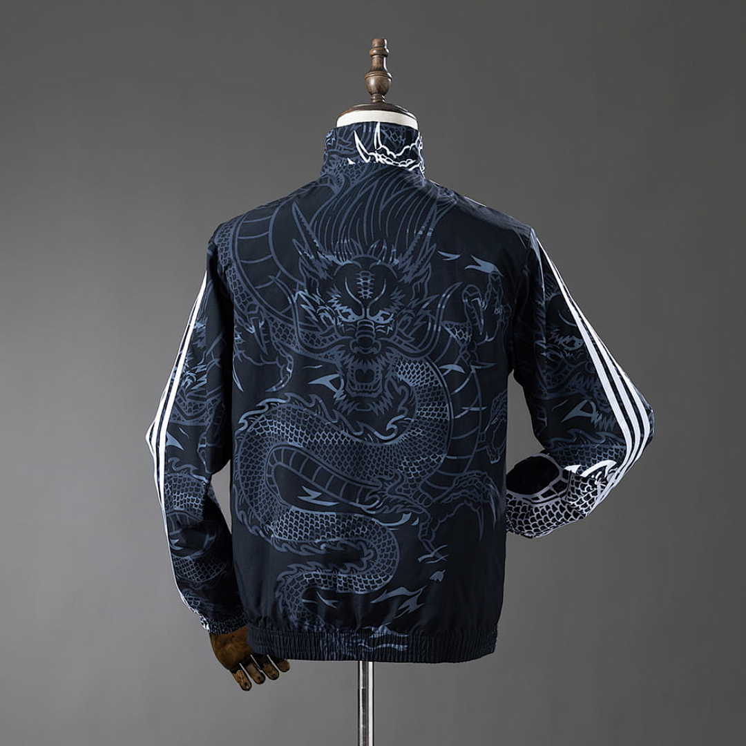Real Madrid Reversible Jacket Windbreaker - Black&amp;Black Dragon S-XXL 11