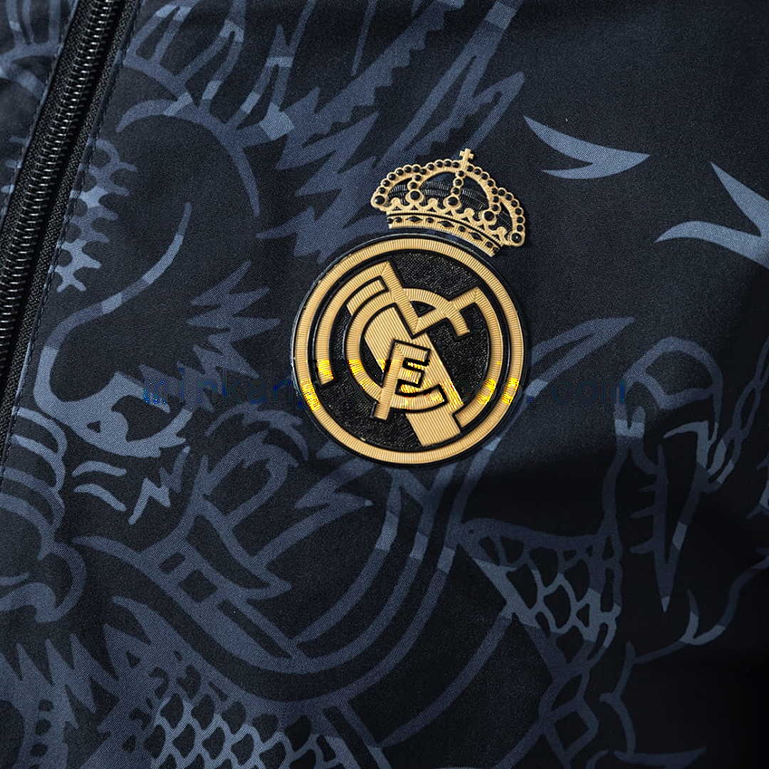 Real Madrid Reversible Jacket Windbreaker - Black&amp;Black Dragon S-XXL 9