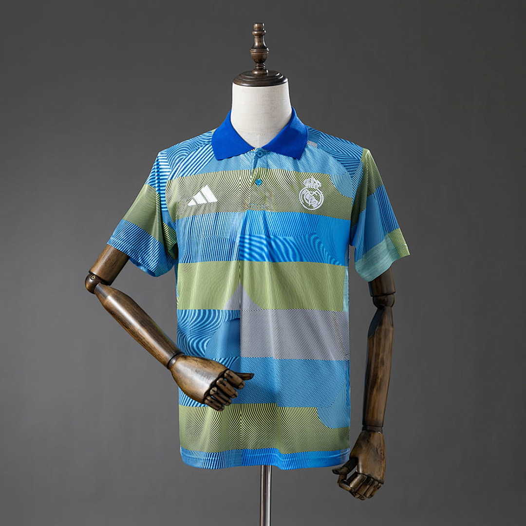 Real Madrid 25_26 POLO - Green Striped Tray S-XXL