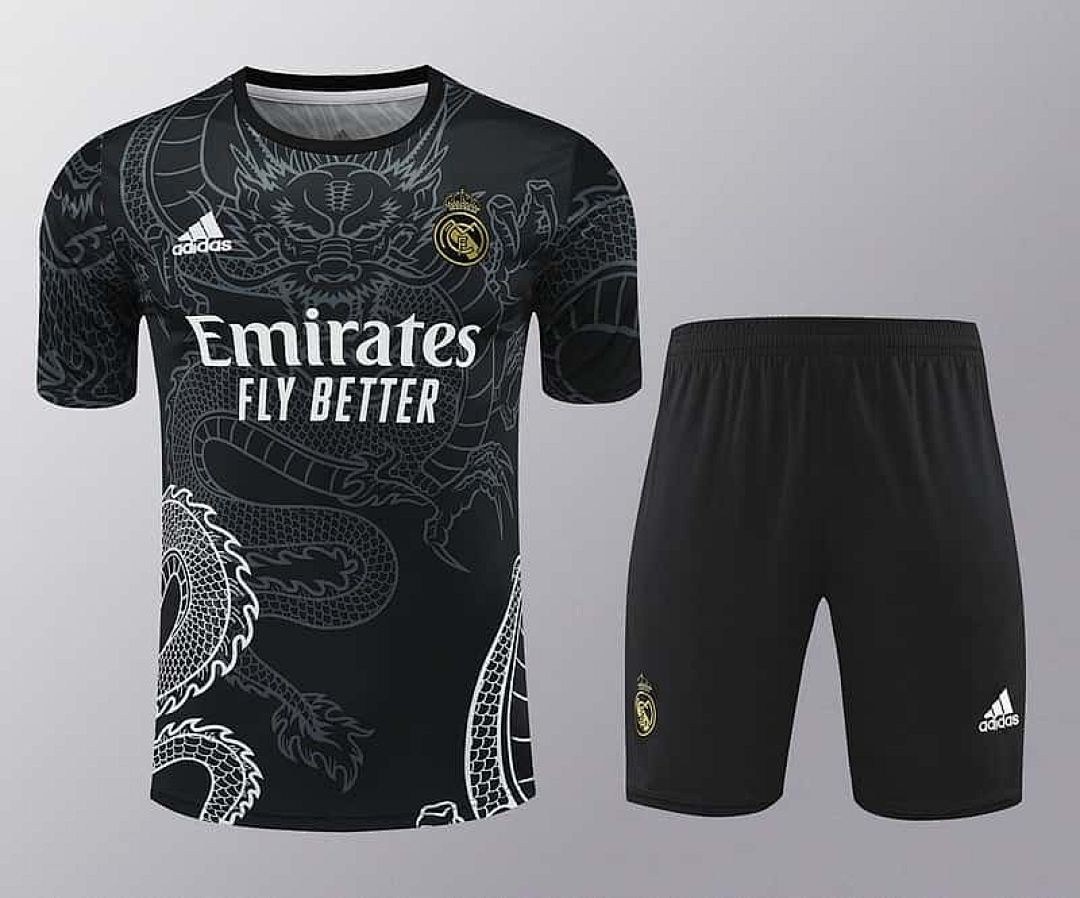 24-25 Real Madrid Dragon Black Training Kits(Top+Shorts) 3