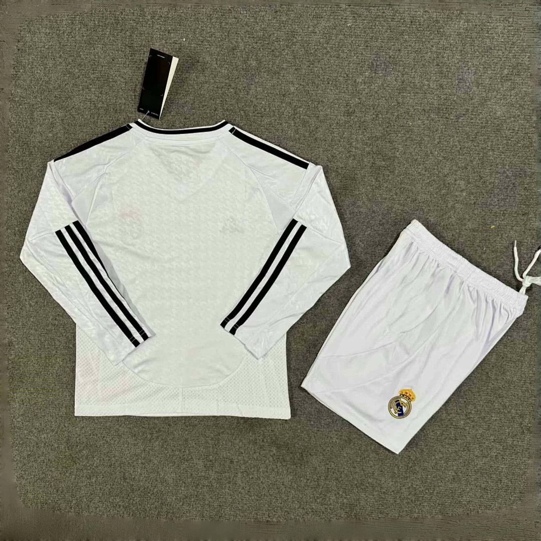 24-25 Real Madrid Home Kid Kits Long Sleeve Youth Apparels AAAAJersey Supplier Yupoo 2