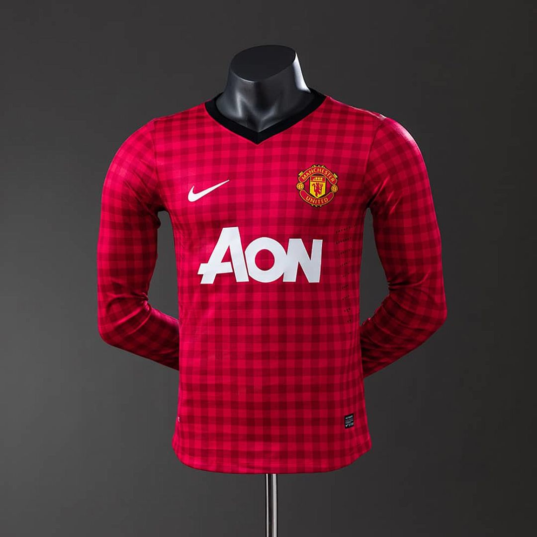 M-U 12_13 Home Long Sleeve Player Version Retro Jersey S-3XL