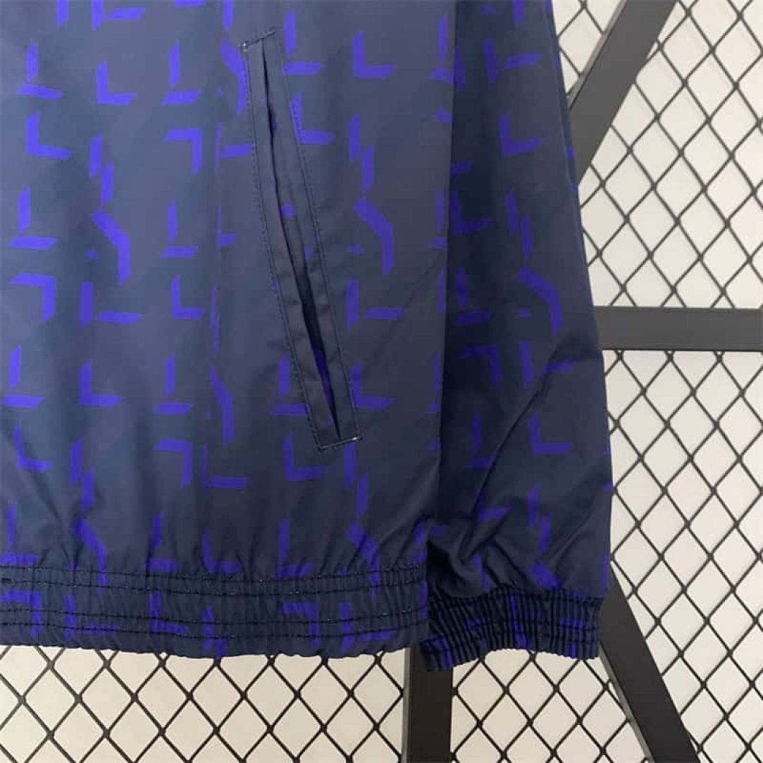 23-24 Real Madrid Trench Coat Reversible Windbreaker Navy 16