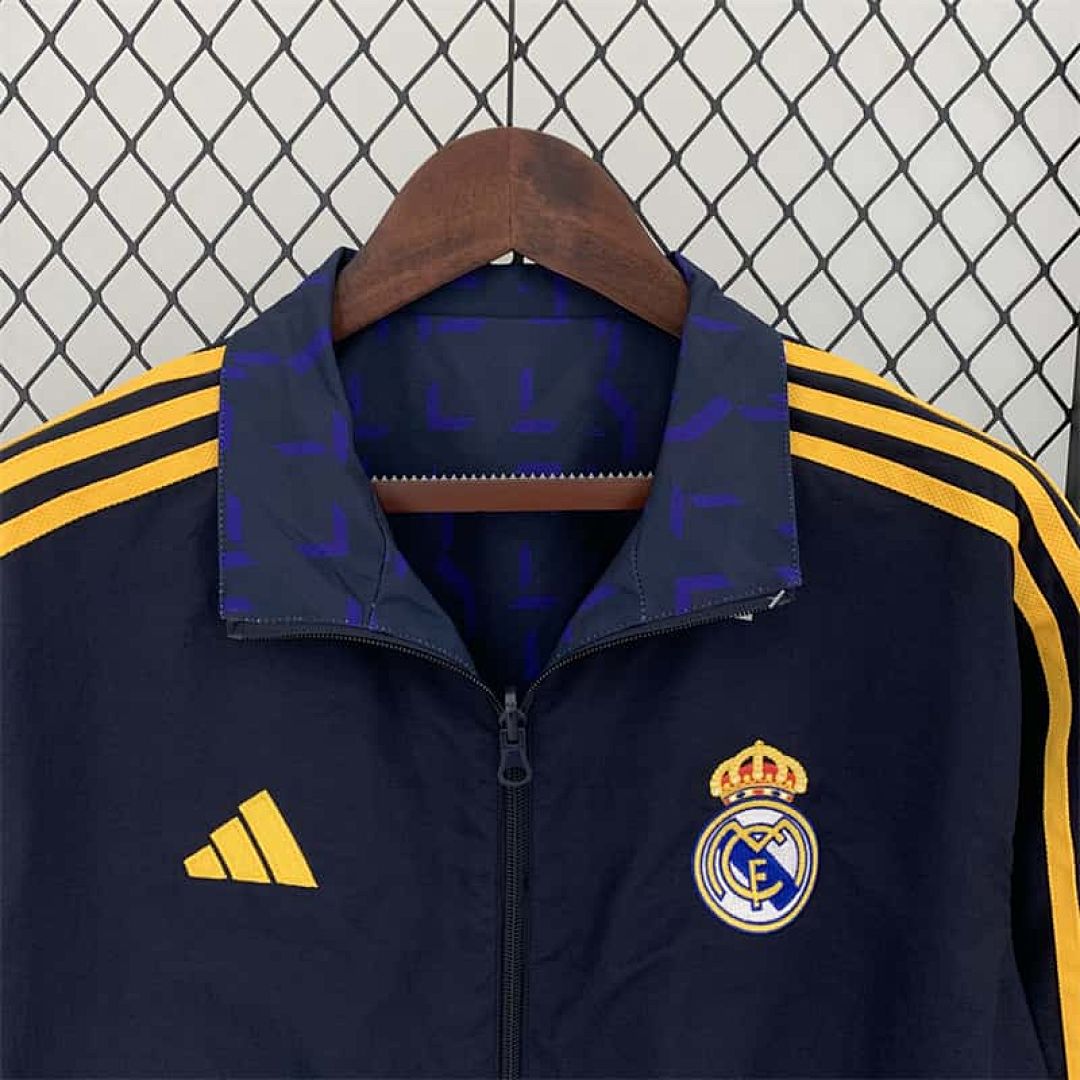 23-24 Real Madrid Trench Coat Reversible Windbreaker Navy 2