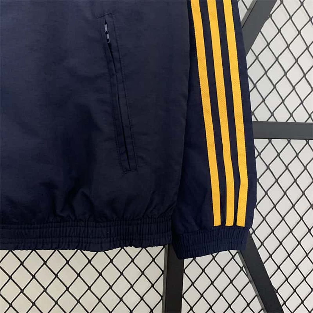 23-24 Real Madrid Trench Coat Reversible Windbreaker Navy 5