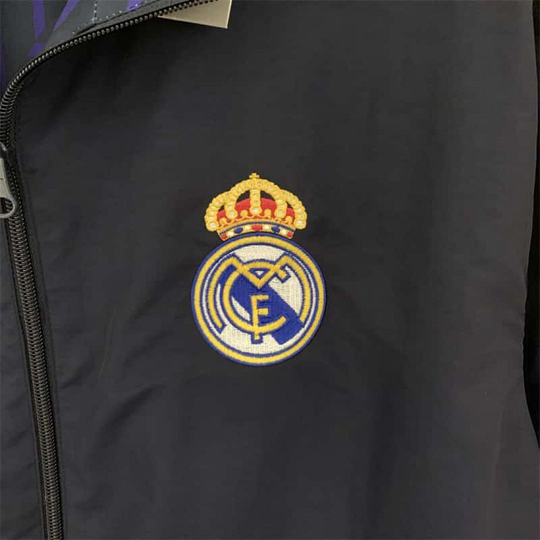 23-24 Real Madrid Trench Coat Reversible Windbreaker Navy 6