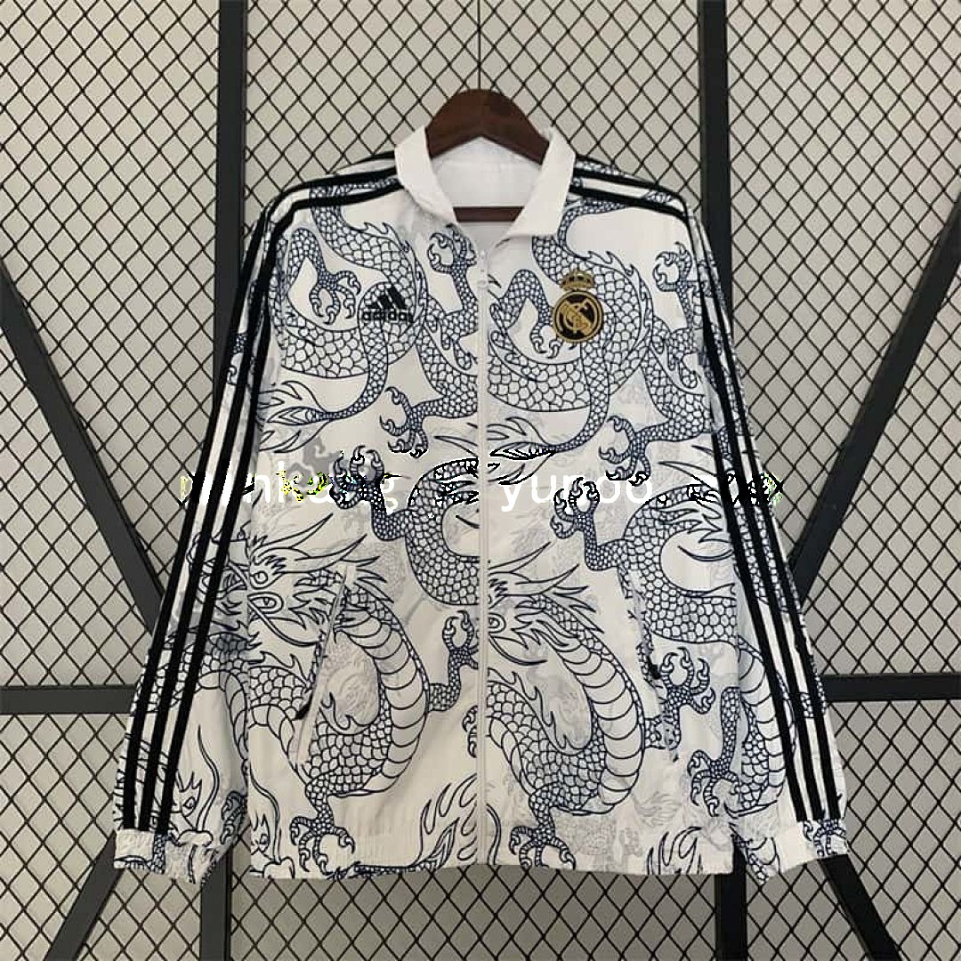 23-24 Real Madrid Reversible Dragon Windbreaker White 7