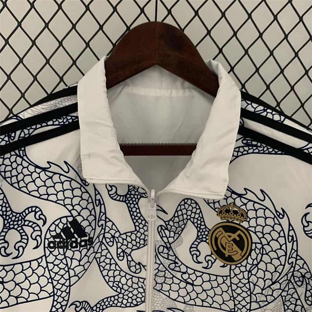 23-24 Real Madrid Reversible Dragon Windbreaker White 9