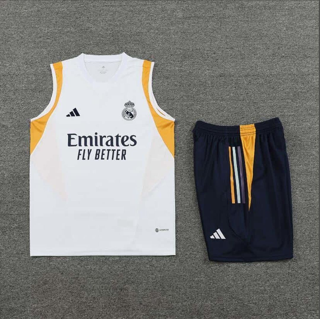 23-24 Real Madrid Training Suits White Vest Kit 3