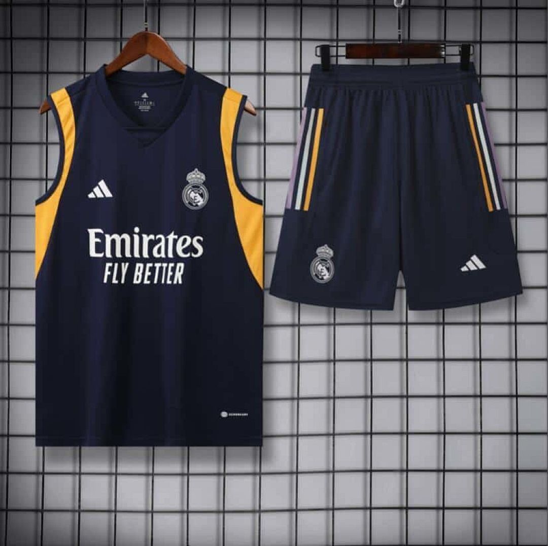 23-24 Real Madrid Training Suits Navy Vest Kit