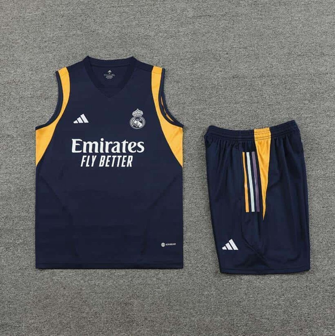 23-24 Real Madrid Training Suits Navy Vest Kit 3