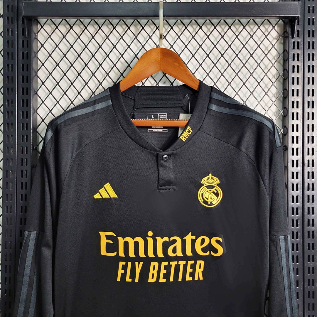 23-24 Real Madrid Third Kit Long Sleeve Black Shirt 8