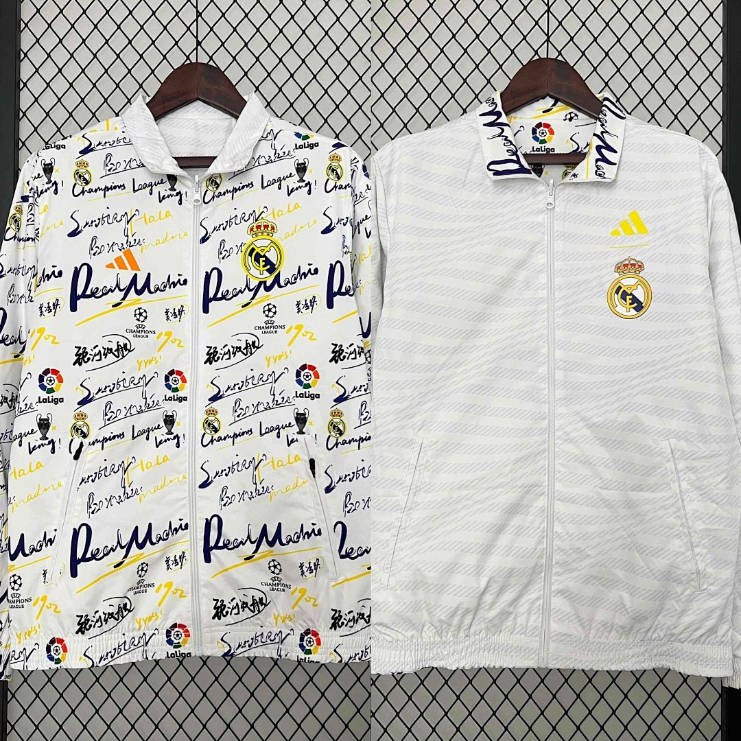 23-24 Real Madrid Trench Coat Reversible Windbreaker Double-Sides Jacket