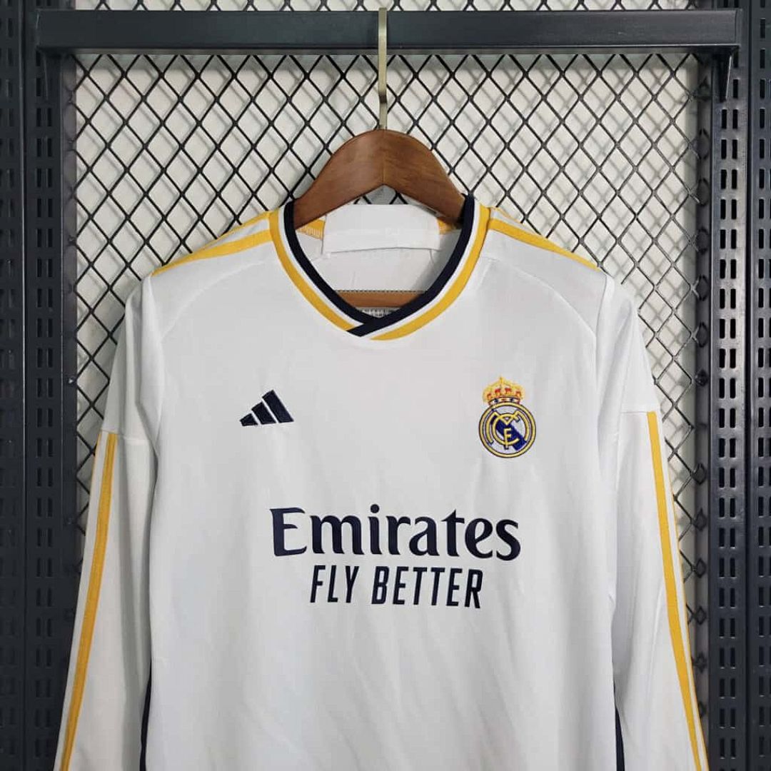 23-24 Real Madrid Home Kids Long Sleeve Kits Soccer Jerseys Yupoo 4