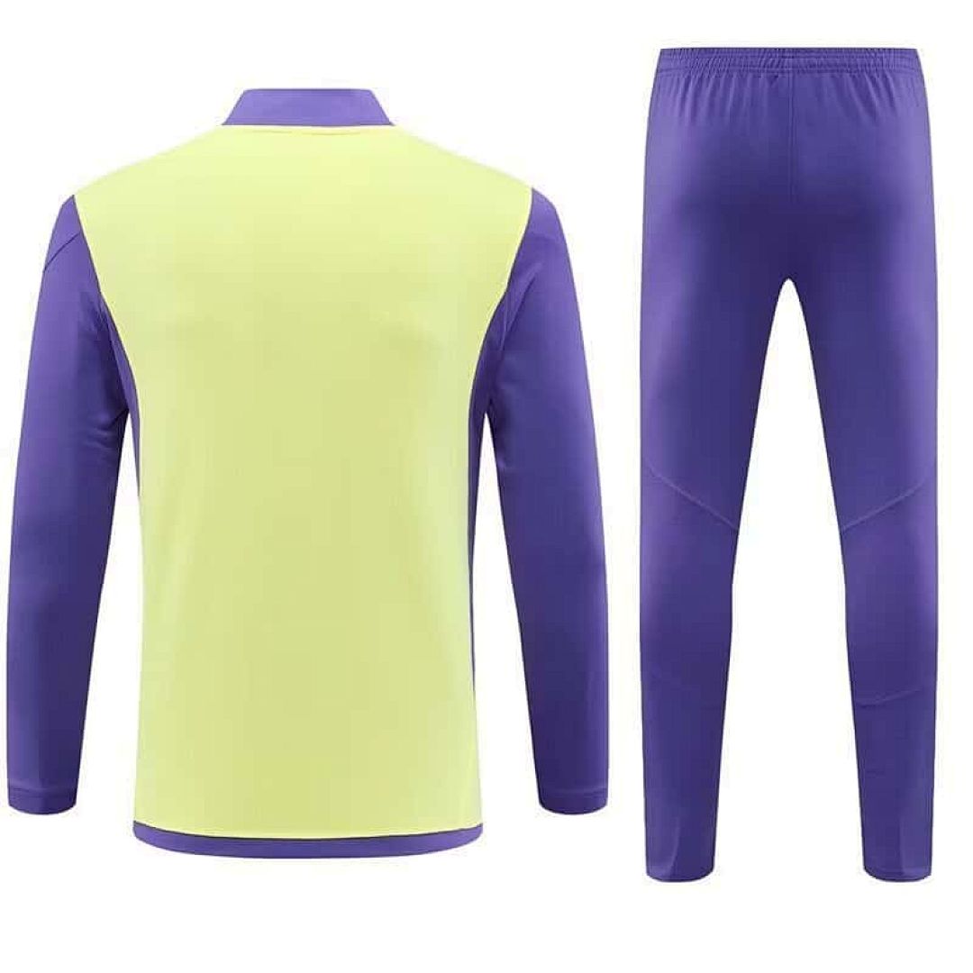 23-24 Real Madrid Adults And Kids Long Sleeve Kits Yellow Training Suits 3