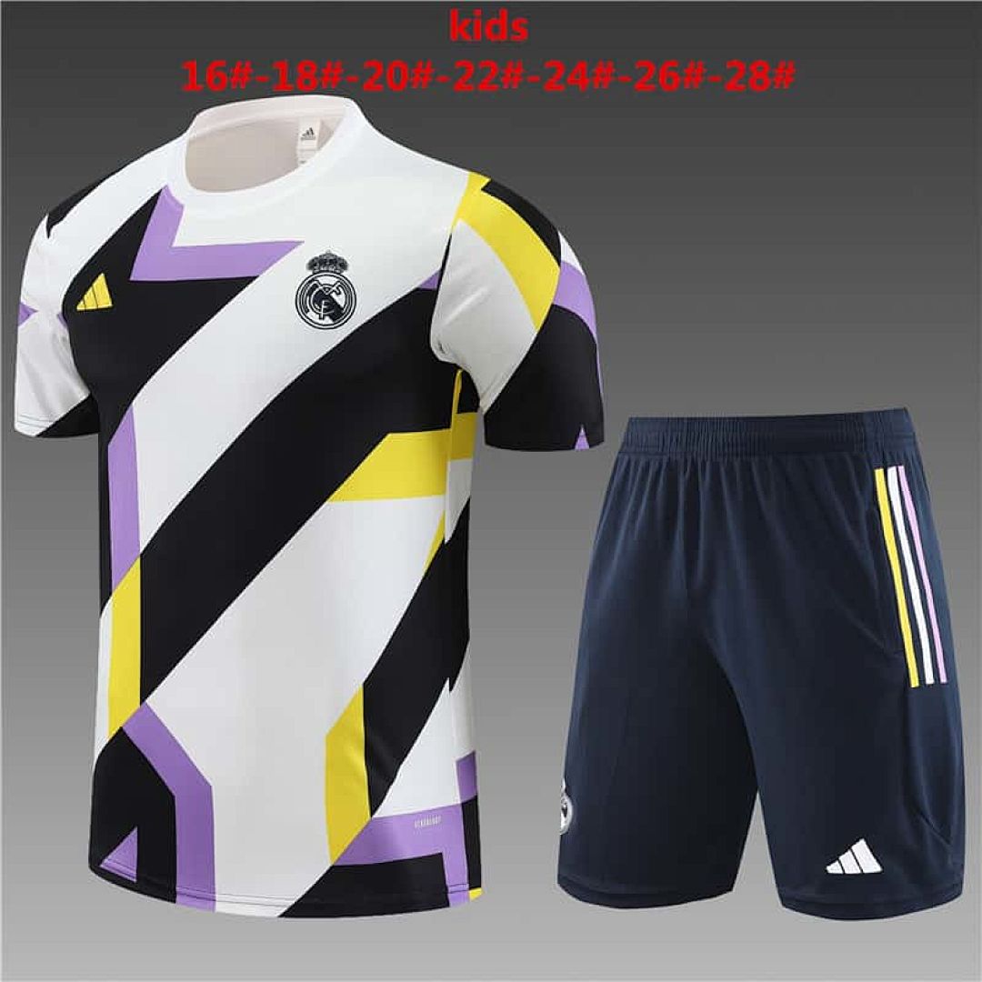 23-24 Real Madrid White&Black Kids Kit Training Suits Soccer Jerseys Yupoo