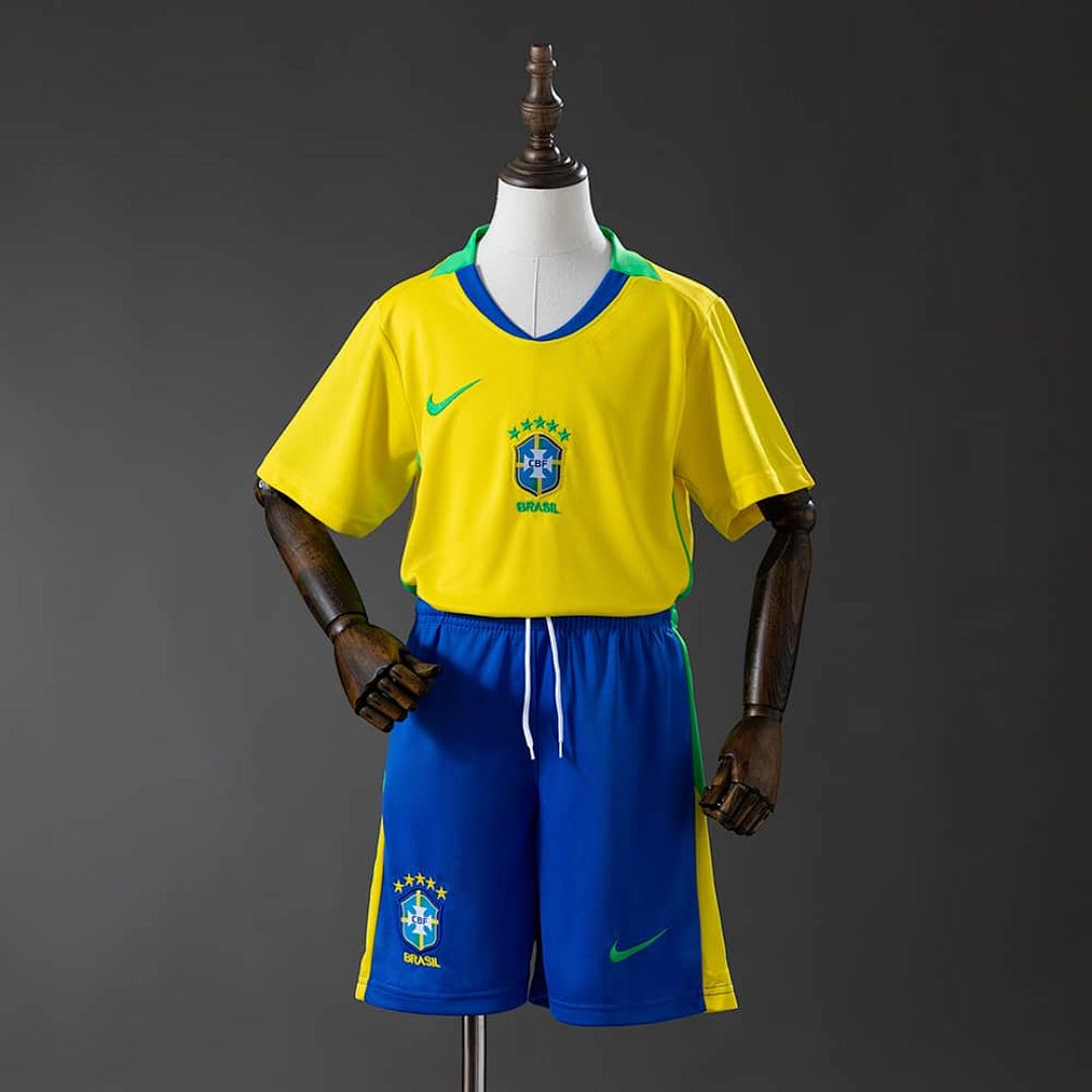 Brazil 2025 Home Kids Kit Jersey SIZE_16-28