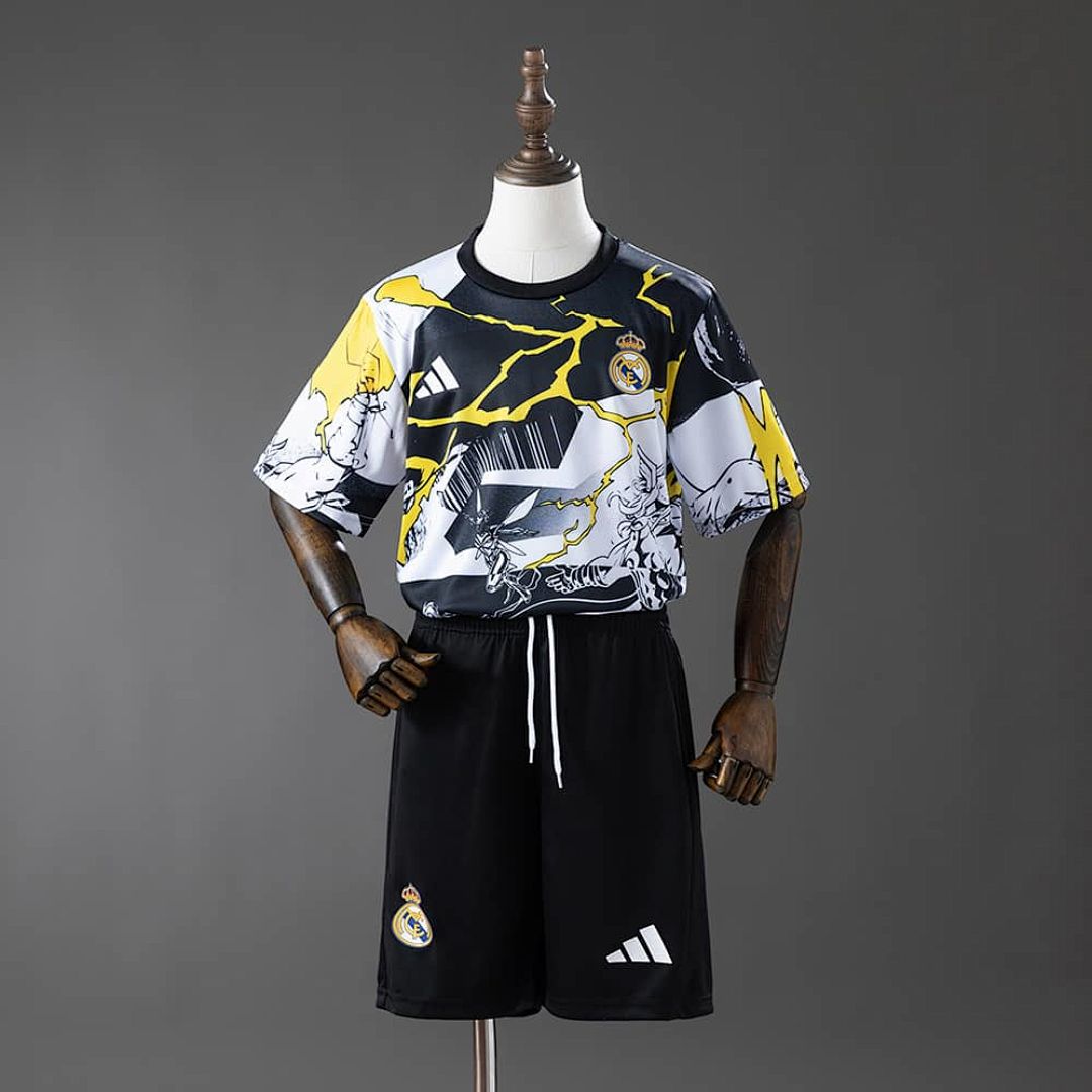 Real Madrid 25_26 Avengers - Pre-Match (Black and White) Kids kit Jerseys SIZE 16-28