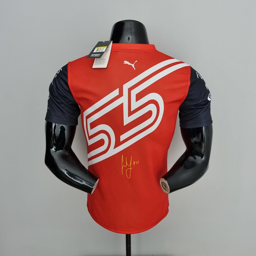 2022 F1 Formula One; Ferrari racing suit crew neck red 55 S-5XL 4
