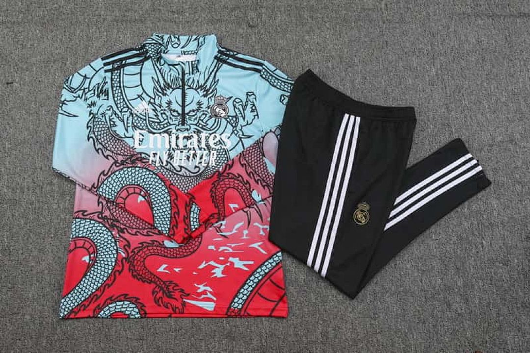 23-24 Real Madrid Red&amp;amp;Blue Training Suit Long Sleeve Kits 2