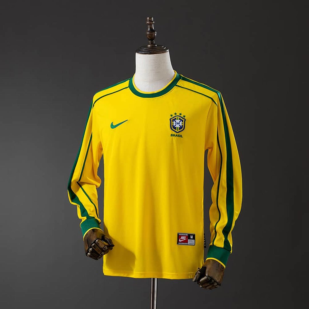 Retro Long Sleeve Brazil 1998 Home S-XXL