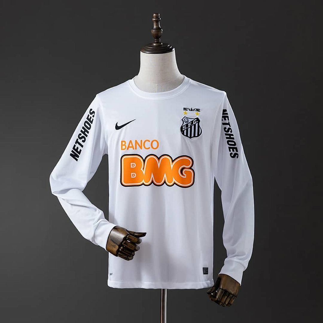 Retro Long Sleeve Santos 11_12 Home S-XXL