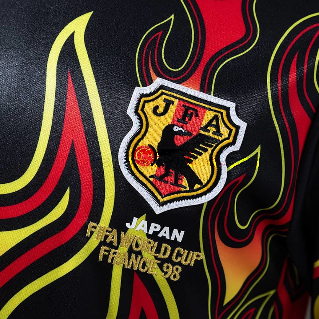Japan 1998 Goalkeeper Black Fireworks Long Sleeve Retro Jersey S-XXL 4