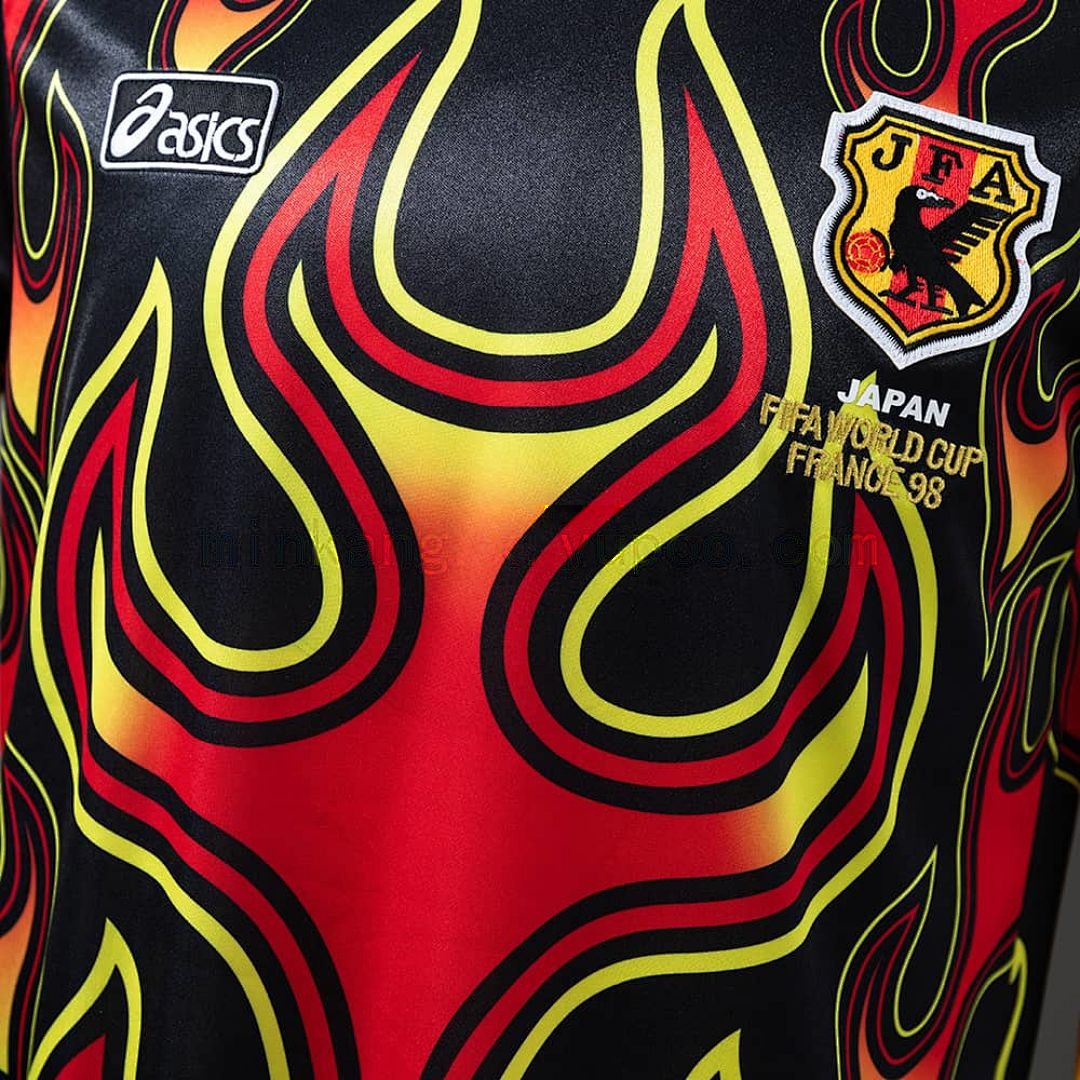 Japan 1998 Goalkeeper Black Fireworks Long Sleeve Retro Jersey S-XXL 5
