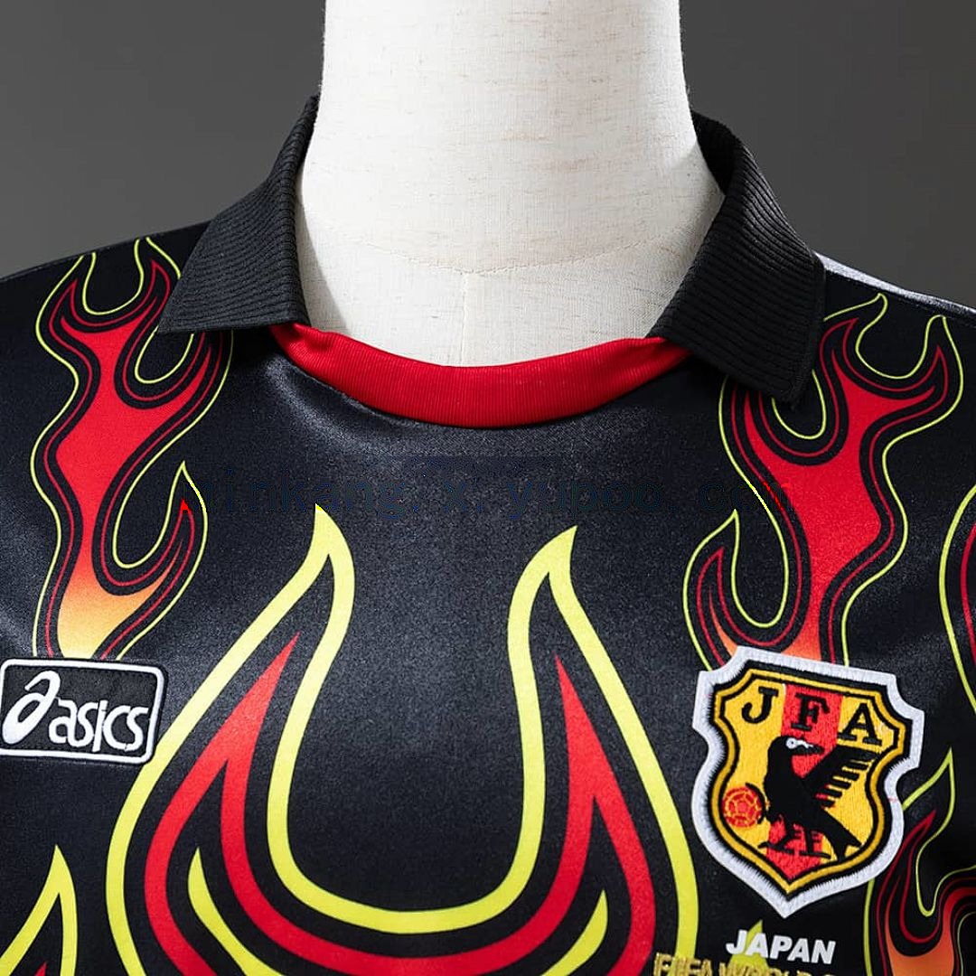 Japan 1998 Goalkeeper Black Fireworks Long Sleeve Retro Jersey S-XXL 6