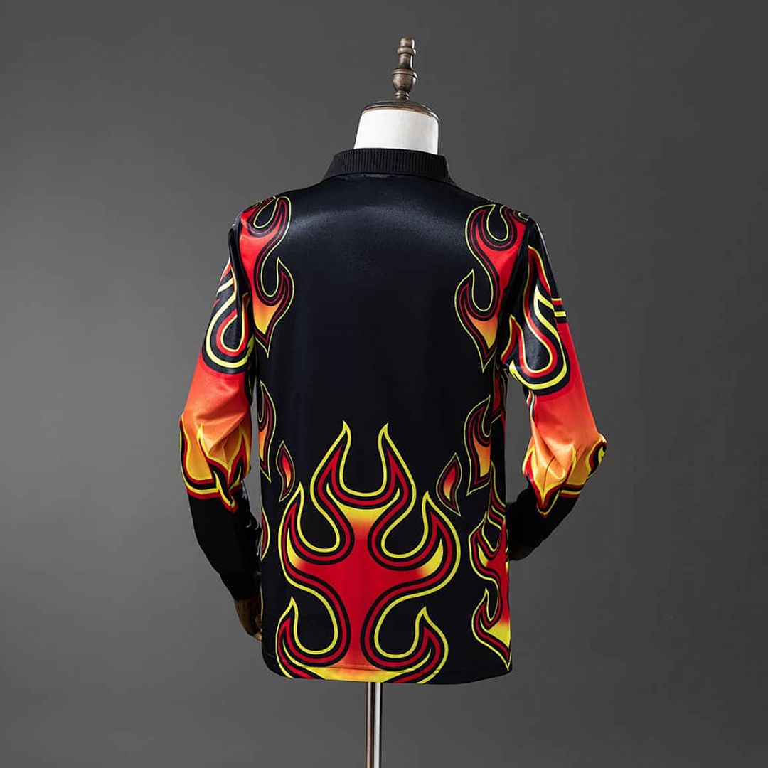 Japan 1998 Goalkeeper Black Fireworks Long Sleeve Retro Jersey S-XXL 7