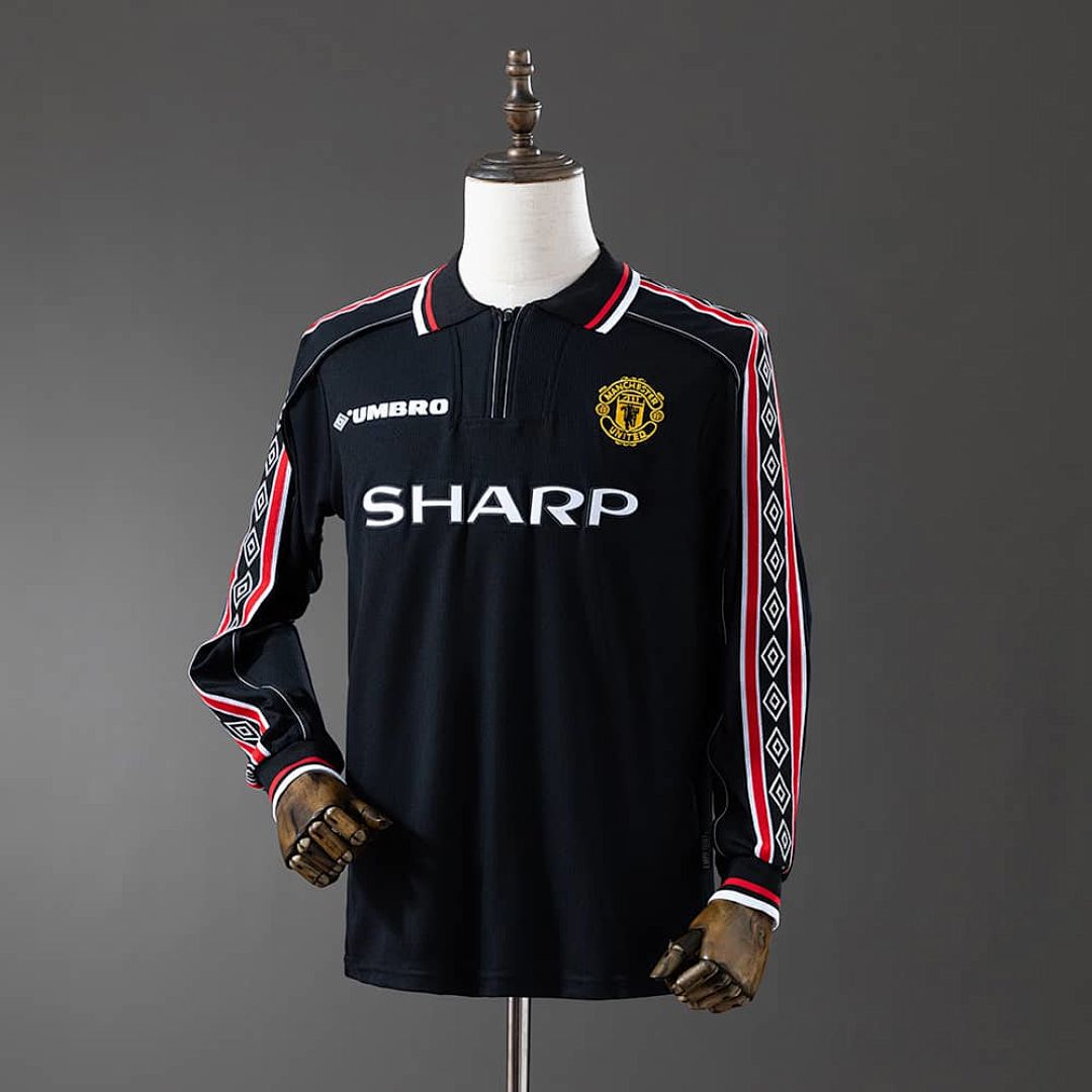 M-U 1998_99 Black Long Sleeve Retro Jersey S-XXL