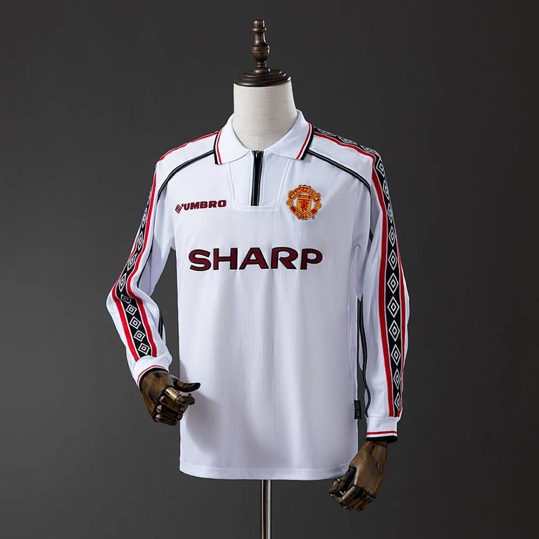 M-U 98_99 White Long Sleeve Retro Jersey S-XXL